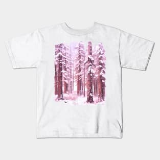 Pink Winter Forest Kids T-Shirt